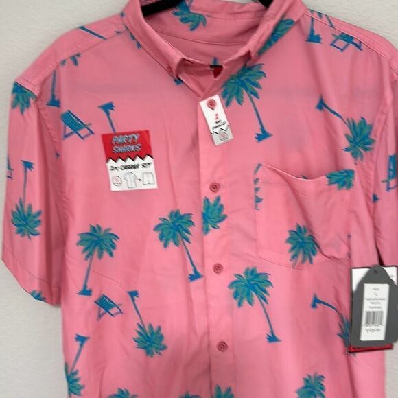 NWT Party Sharks Mens Mauve 4 Way Stretch Stamped Palm Tree Cabana Set Large‎ - Picture 2 of 10